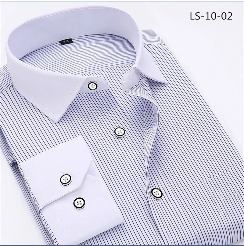 LISIBOOO модная полосатая Мужская рубашка с белым воротником дизайн весна длинный рукав деловая Мужская Повседневная рубашка Рабочие Рубашки мужские