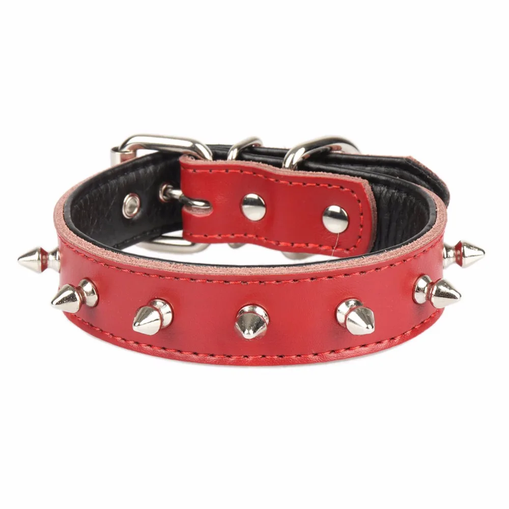 PipiFren Cats Collars Dogs Real Cowhide Spiked Rivet For Pets Collar Necklace Accessories Cat