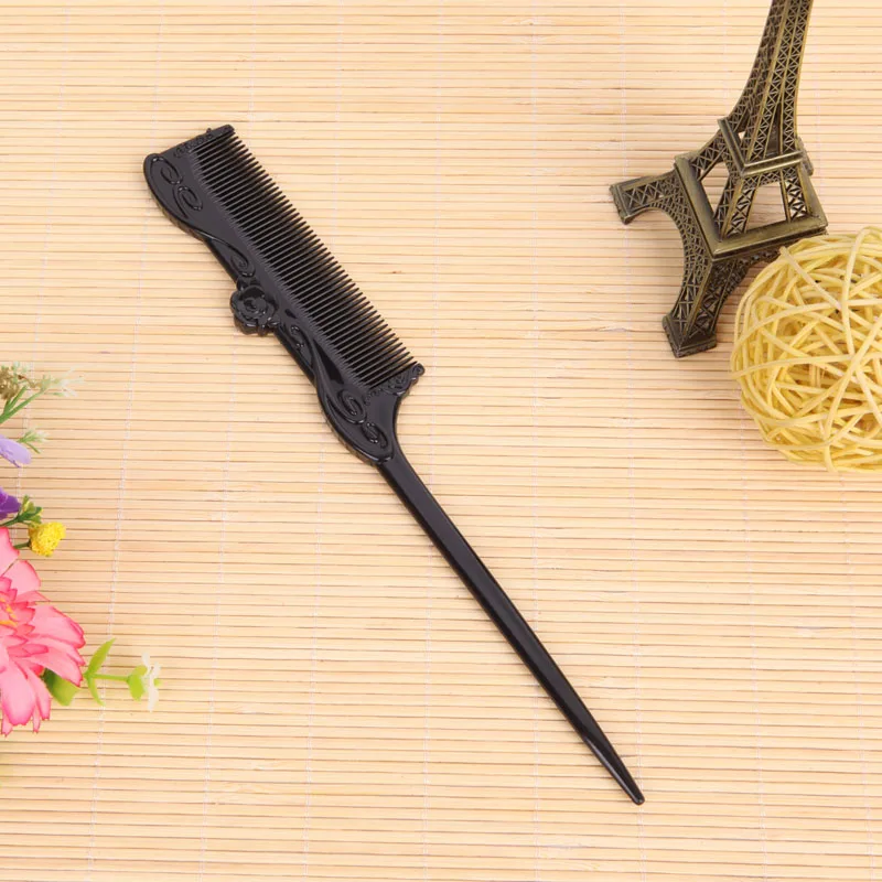 

1 Pc Tail Comb Black Plastic Fine Tooth Pointed Hairstyle Tools Flower Pattern