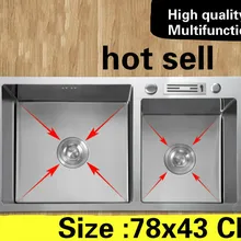 Роскошные многофункциональные моющиеся овощи wogue большая кухонная ручная раковина двойной паз 304 нержавеющая сталь 780x430 мм