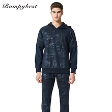 Модные мужские комплекты американский плюс размер спортивный костюм Камуфляжный принт толстовка с капюшоном два предмета толстовки+ брюки Спортивный комплект XXL