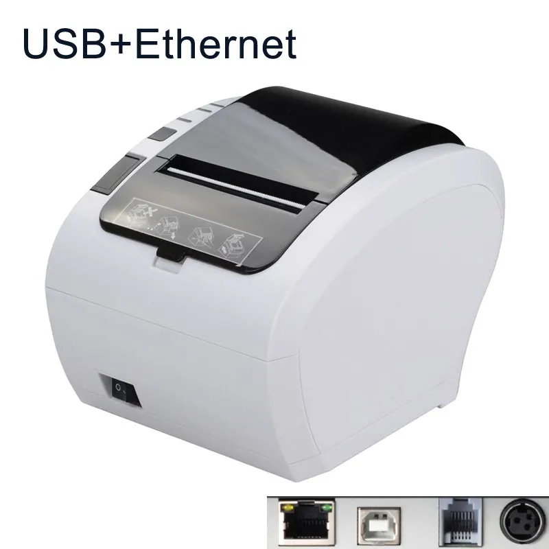 80 мм Термопринтер чеков для кухни pos-принтер с автоматическим резаком USB/Ethernet портов чернильный Принтер магазин ресторан - Цвет: USB Ethernet