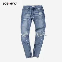 Eosnyx Канье Уэст Джастин Бибер мужские Рваные Джинсы Skinny Distressed Denim байкерские джинсы Homme Vaqueros Hombre 2018 Masculino