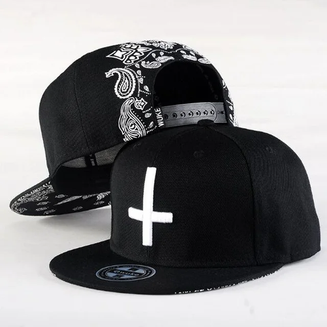 US $5.89 Korean Cross Embroidery Skateboard Hip Hop Caps Spring Summer Brand Snapback Cotton Flat Brim Hats 
