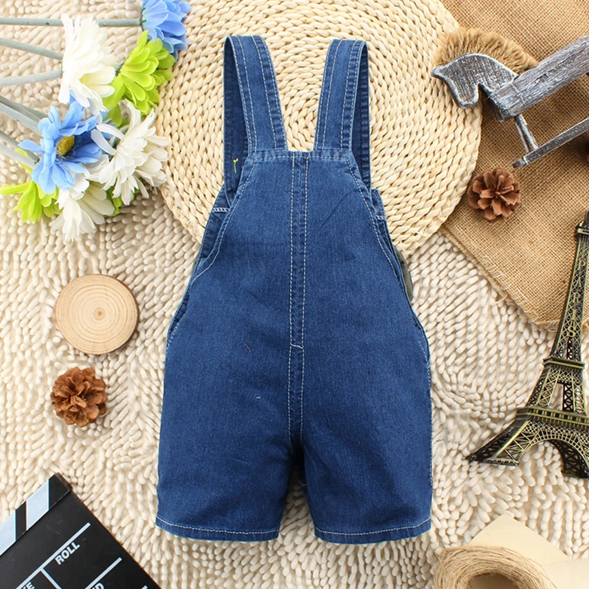 Ropa de bebé niños niñas Jeans overoles pantalones cortos Niño niños Denim Pantalones de dibujos animados lindo Bebe mono verano babero pantalones ropa