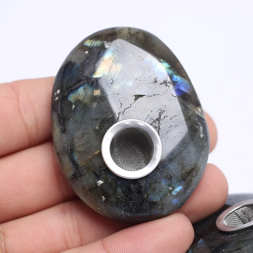 Newest Fashion 5 6cm Natural quartz crystal Labradorite Cheap pipes for