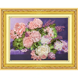 DIY легкая лента для вышивания Распродажа для начинающих Рукоделие Набор для вышивания крестиком ручная работа шитье настенное Искусство Цветы Серия C-0325 - изображение