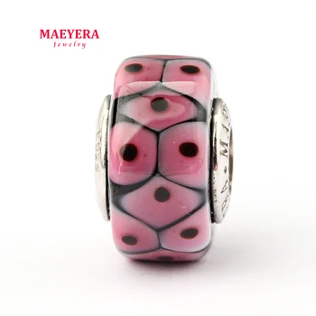 

MAEYERA Authentic 925 Sterling Silver Lampwork Beads Barrel Beads Murano Glass Beads Fit European Charm Bracelet 920295