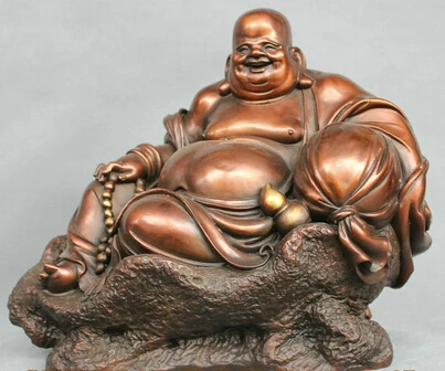 

xd 002695 13'' China Pure Bronze Big Fat Laughing Buddha Maitreya Statue