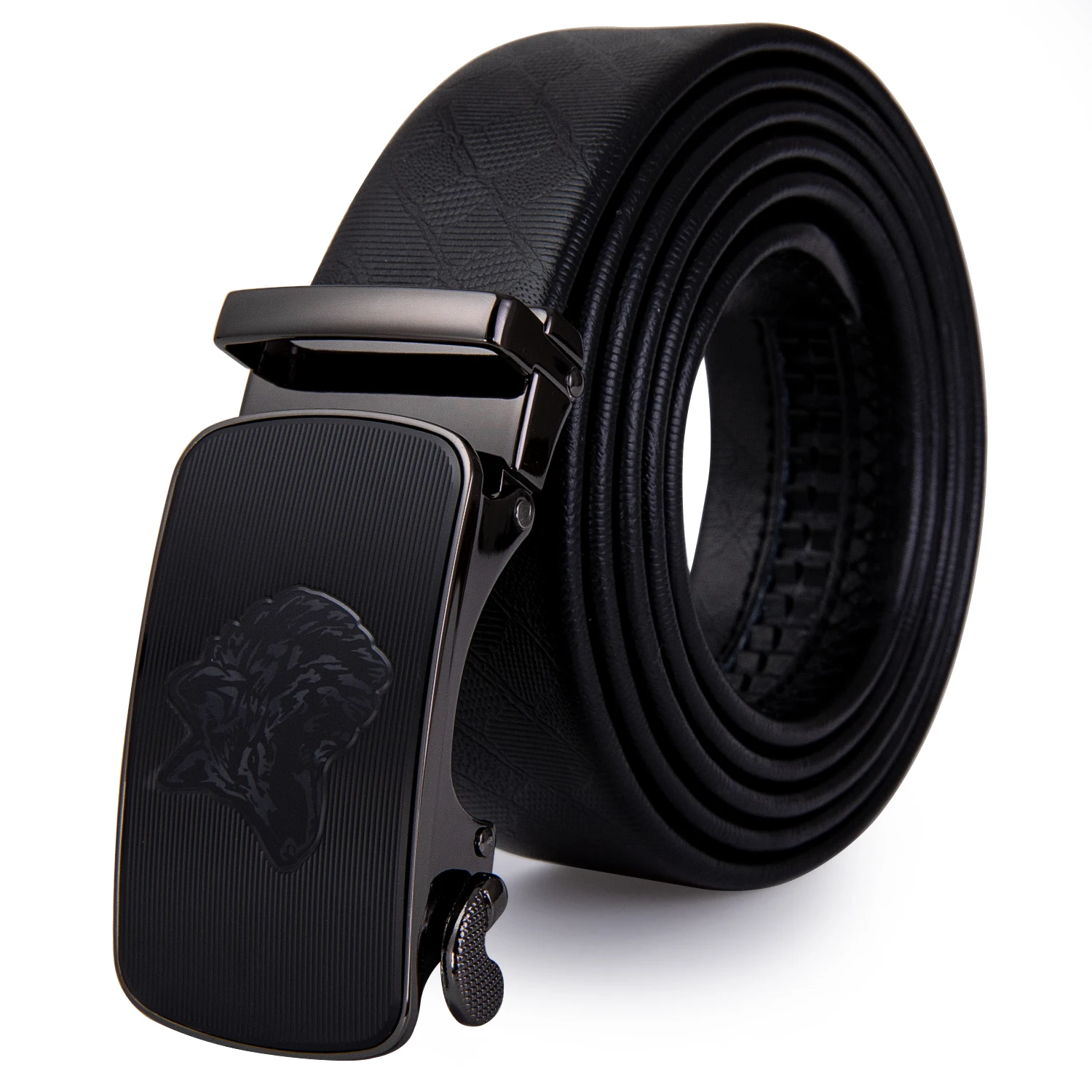 

BK-2075 Barry.Wang Designer Wolf Painting Automatic Alloy Buckle Belts Men Black Cowhide Leather Strap Belts For Men Male Gifts