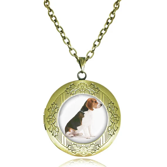 Dog picture Pendant Beagle locket necklace cute pet dog jewelry antique