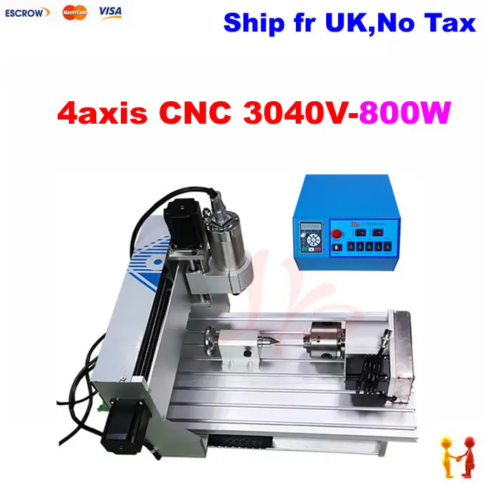 

(EU Free Taxes!) 800w cnc wood router cnc 3040 mini cnc lathe machine with 4 axis + limit switch