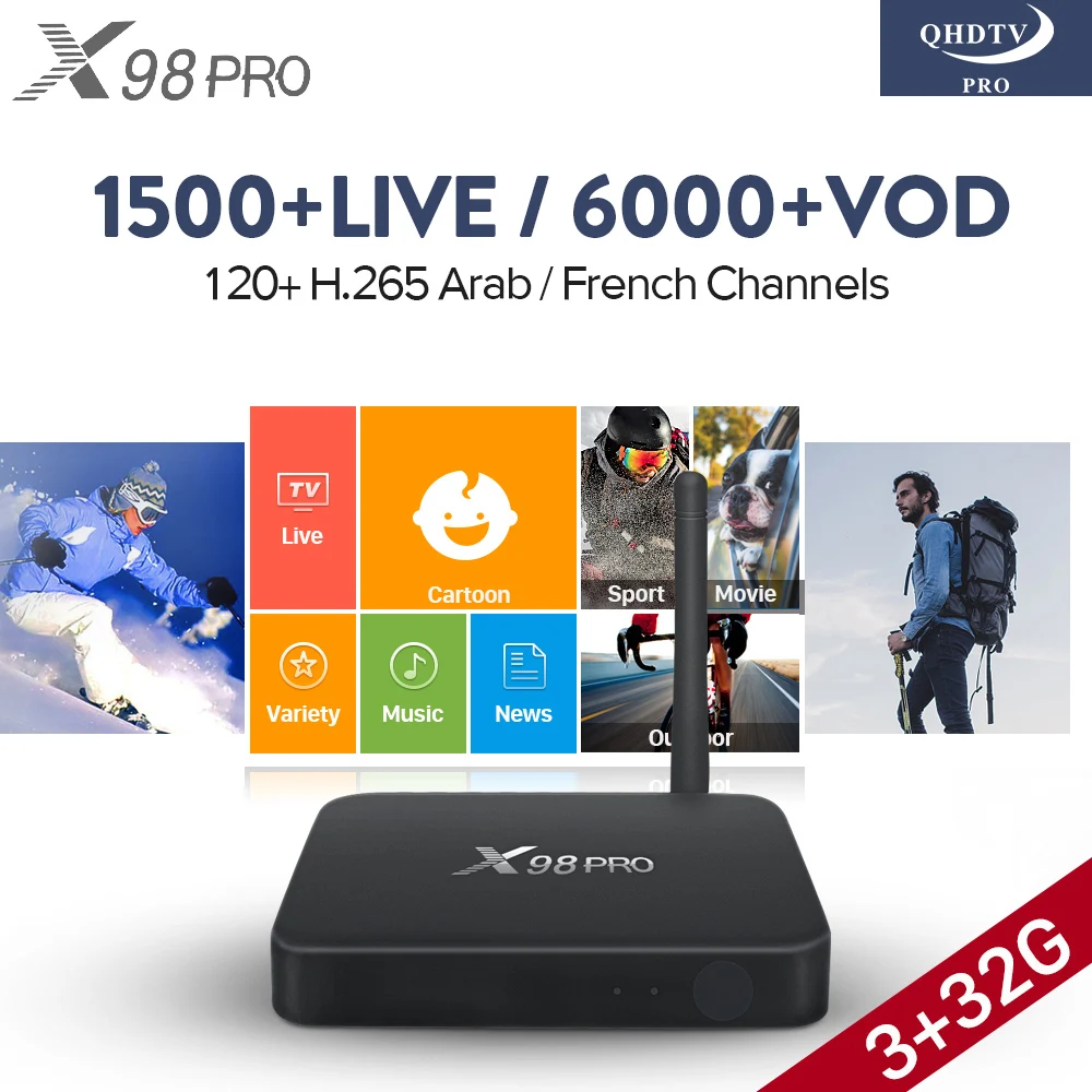 

IPTV Code 1 Year QHDTV PRO Subscription X98 PRO Smart TV Box Android 6.0 3G 32G Amlogic S912 IPTV Europe French Arabic IPTV Box