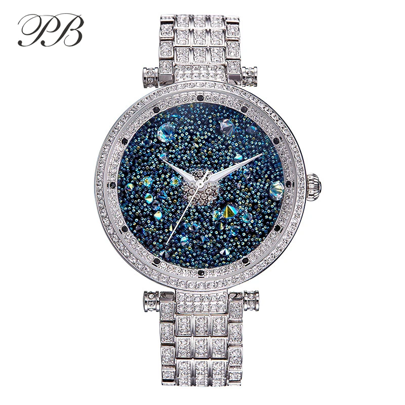 

Lady Top Brand PB Brand Watch Waterproof Top Quality Women Stainless Steel Luxury Watch Crystal Watch Lady Sapphire WristWatch