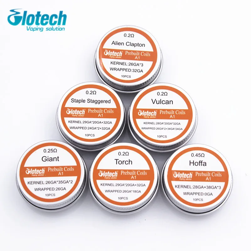 Glotech Alien Clapton штапельного шахматном готовые катушки вулкан факел hoffa гигантский предварительно собранный Койл для RDA РБА распылителя DIY