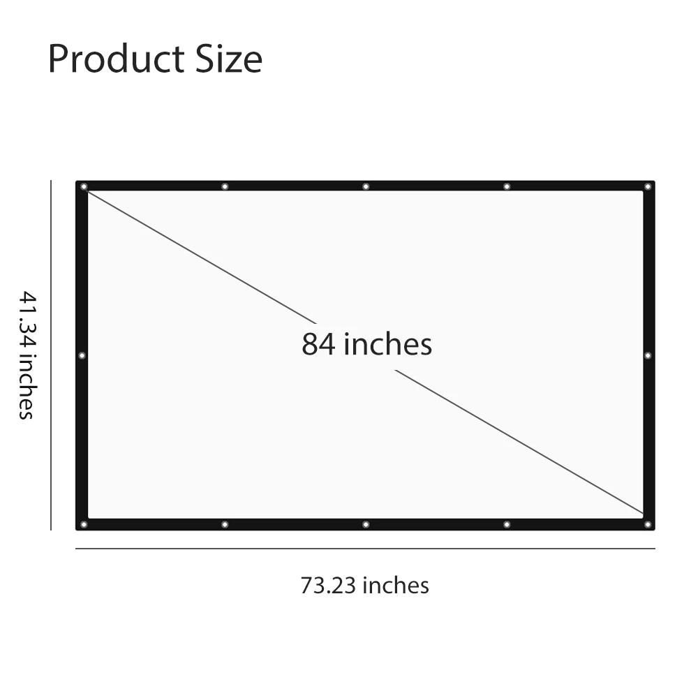 84 Inch 169 HD Projector Screen Portable Folded Front Projection Screen Fabric with Eyelets without Frame For UNic UC46 UC40 (3)
