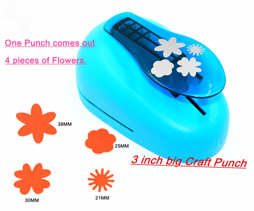 Free ship 3 inch different flowers hole punch 4 pieces of petal paper/eva puncher for DIY Album