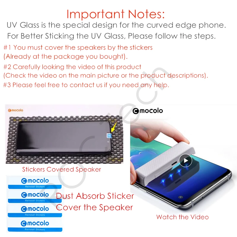 Жидкое УФ стекло для защиты экрана Samsung Galaxy S8 S9 S10 Plus полностью склеенное 5d с