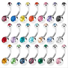 Piercing cirúrgico de 10 pçs/lote, aço cirúrgico, cristal único, strass, barriga, anéis, umbigo, piercing com bola de 5/8mm chamril