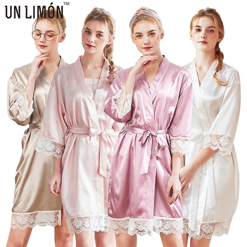 UNLIMON Новый женский короткий рукав Slik Пижама кимоно Халат|Халаты| |