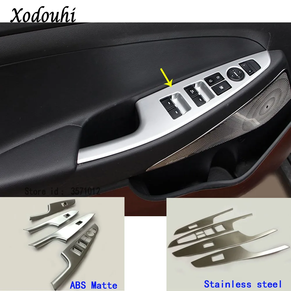 

For Hyundai Tucson 2019 2020 car sticker styling handrail armrest door Window glass switch panel trim frame 4pcs