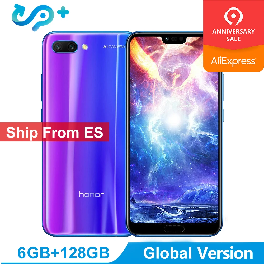 

Ship from ES Huawei Honor 10 Global Version 4GB 128GB SmartPhone NFC Mobile Phone 5.8" 4*Camera 24MP 3400mAh 3 Days Arrive