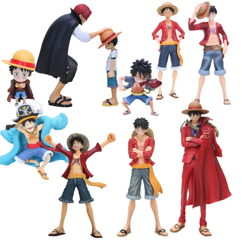 

Anime One Piece Figure Monkey D Luffy Different Styles Straw Hat Pirates Luffy Shanks Sanji PVC Action Collectible Model Toys