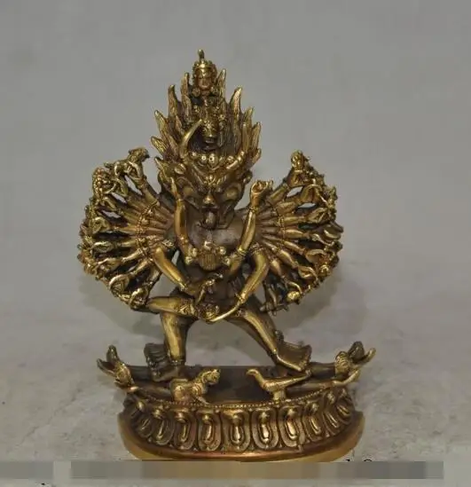 

S5367 7"tibet buddhism bronze gilt 1000 arms Yamantaka Hayagriva Buddha hevajra Statue