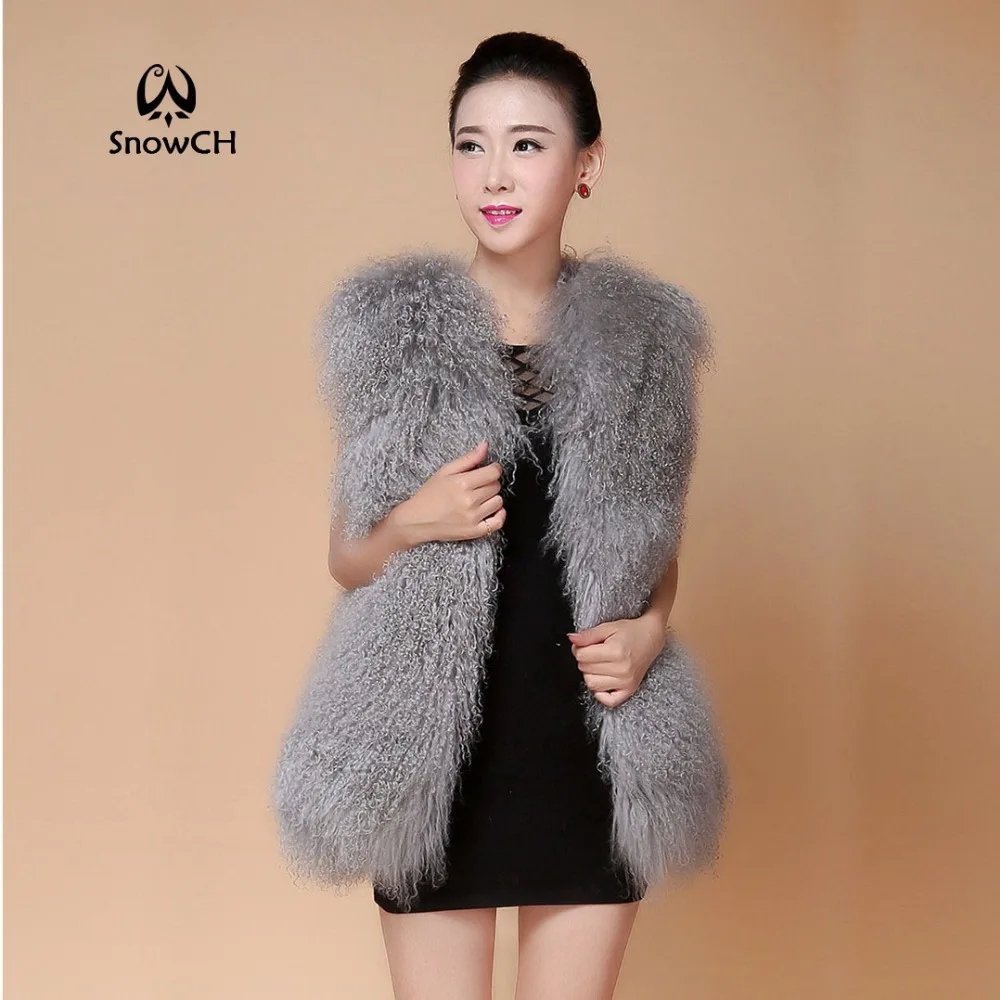 2018 New Genuine Mongolia Sheep Fur Vest Women full pelt Sheep Fur Fur