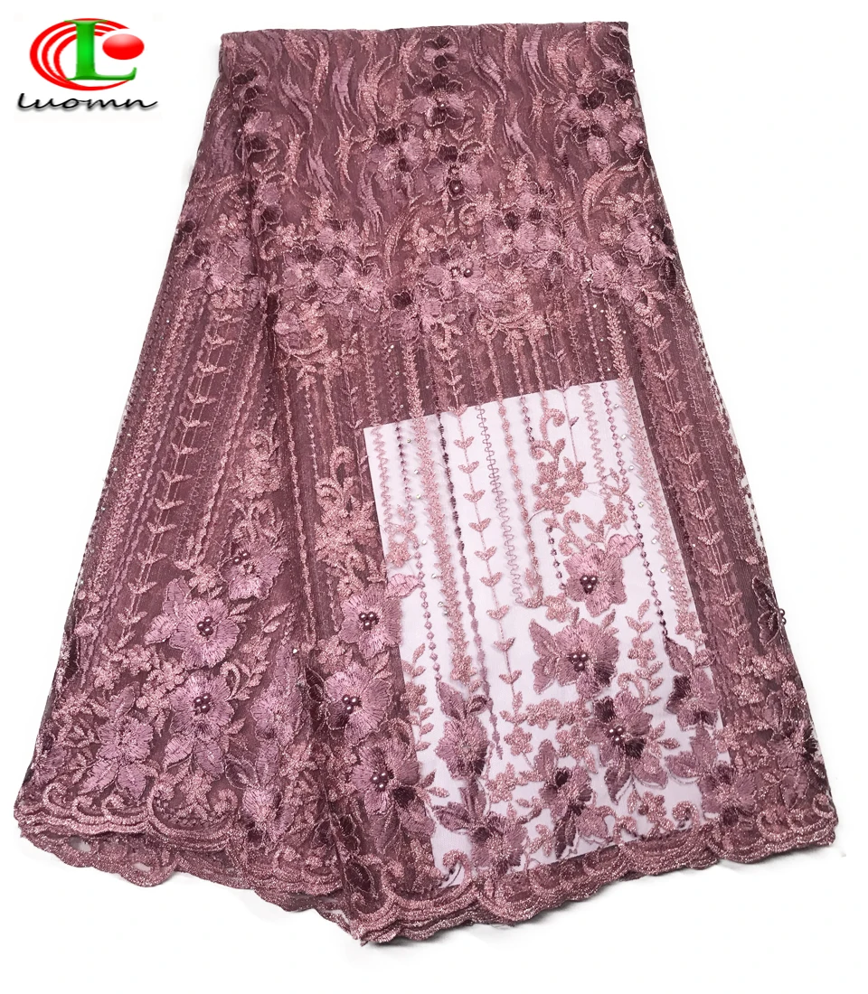 

French Lace Fabric Teal Green Beaded African Lace Fabric 2019 High Quality Lace Embroidered Fabric for Nigerian Wedding Dresses