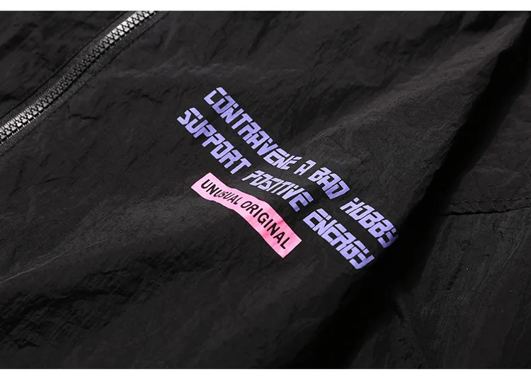 Aolamegs куртки для мужчин забавные буквы печати брюки карго пальто спортивный костюм стоячий воротник хип хоп стиль мужской ветровка уличная