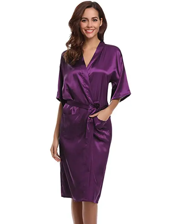 Фиолетовое Женское платье горячая Распродажа кимоно из искусственного шелка банное платье женский сексуальный халат ночная рубашка женская пижама Размер S M L XL XXL XXXL Zh02A