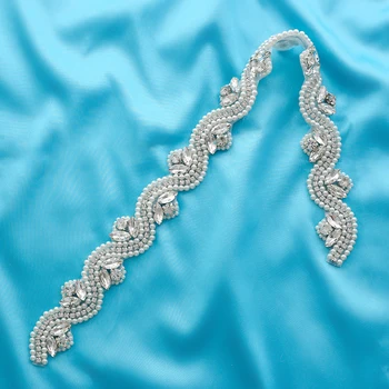 

Applique Rhinestone Silver Bridal DIY Wholesale Hand Accessories Wide Crystal Beaded Sewing Wedding Dresses Trim Wholesale S120