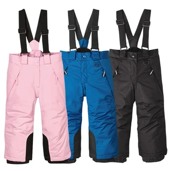 

2019 Winter Kids Overalls Clothes Fleece Cotton Sport Snow Girls Jumpsuit Windproof Boys Trousers Thick Warm Children Pants