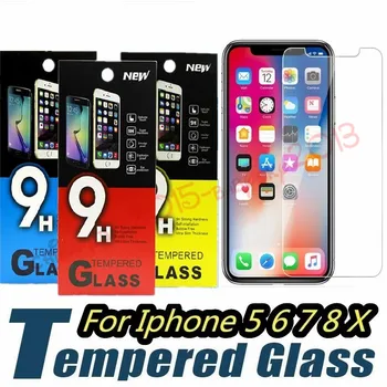 

For iPhone 4 5 6 7 8 x Tempered Glass Screen Protector for Samsung S6 S7 Note 8 S8 S9 screen clear film protection with 9H