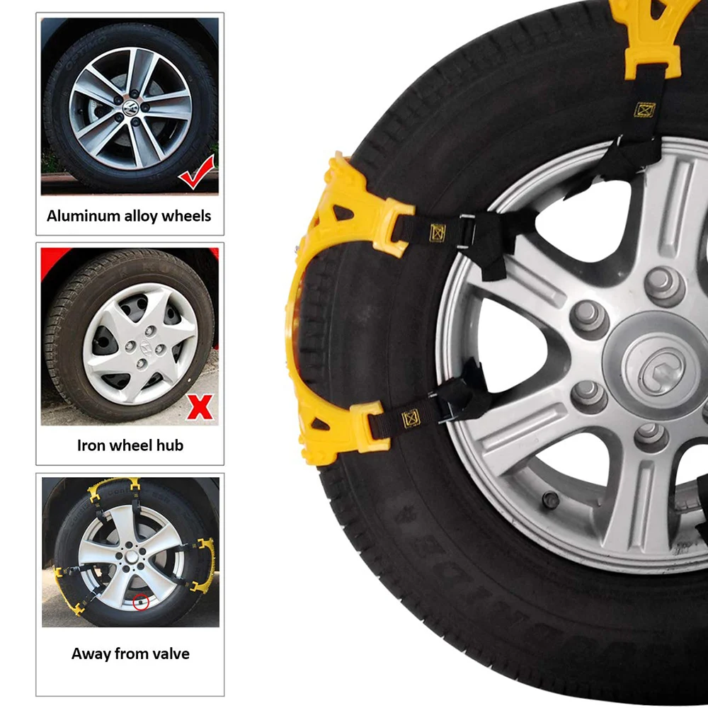 6 шт. универсальные зимние противоскользящие колесные шины аварийные цепи для автомобилей SUV грузовик Вождение по снежной и ледяной дороге, песчаной и грязевой дороге