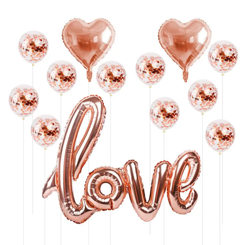 

Rose Gold Foil Balloon Set Helium Confetti Birthday Wedding Party Love Decoration Baby Shower Bridal Party Decoration