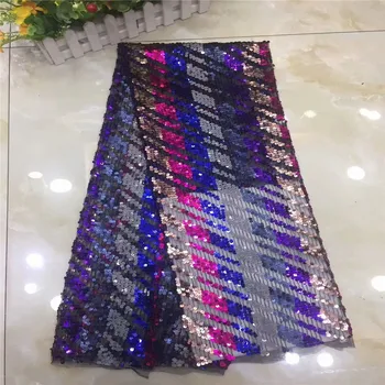 

2019 High Quality french tulle lace fabric African sequins net lace glitter fabric with silver and gold for wedding dress