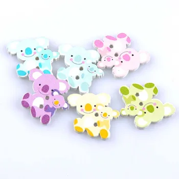 

50pcs 22x23mm Mixed koala Painted Wooden decorative Buttons For Sewing Scrapbooking Crafts MT1661
