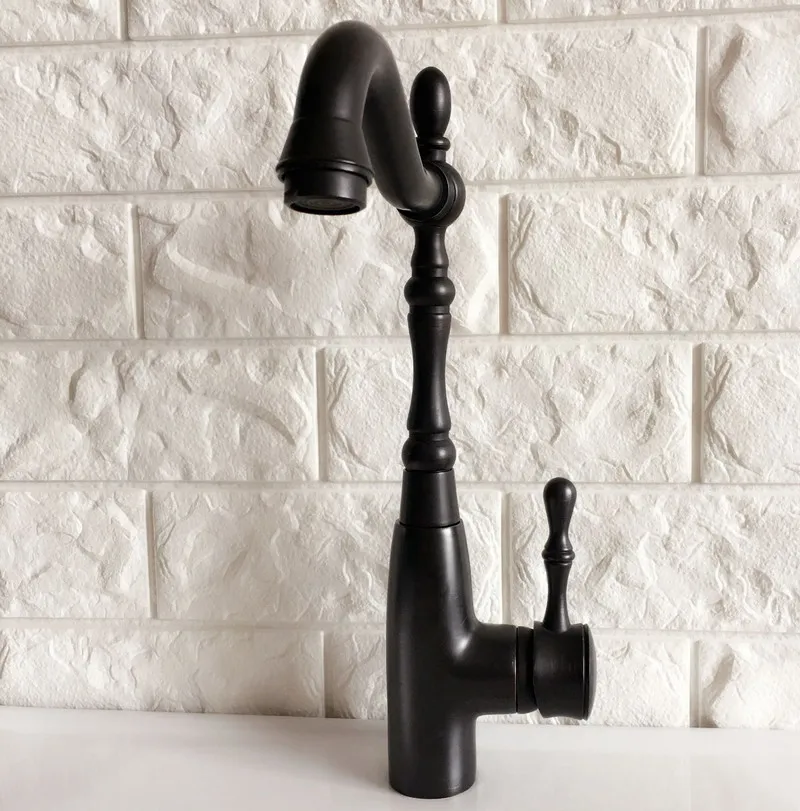 Swivel Spout Water Tap Oil Rubbed Black Bronze Single Handle Single Hole Kitchen Sink & Bathroom Faucet Basin Mixer Tap anf378