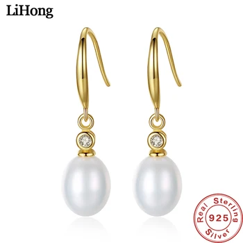 

Sterling Silver 925 Sterling Silver Stud Earrings Natural Pearl Earrings Women Wedding Gift 18k Gold Jewelry