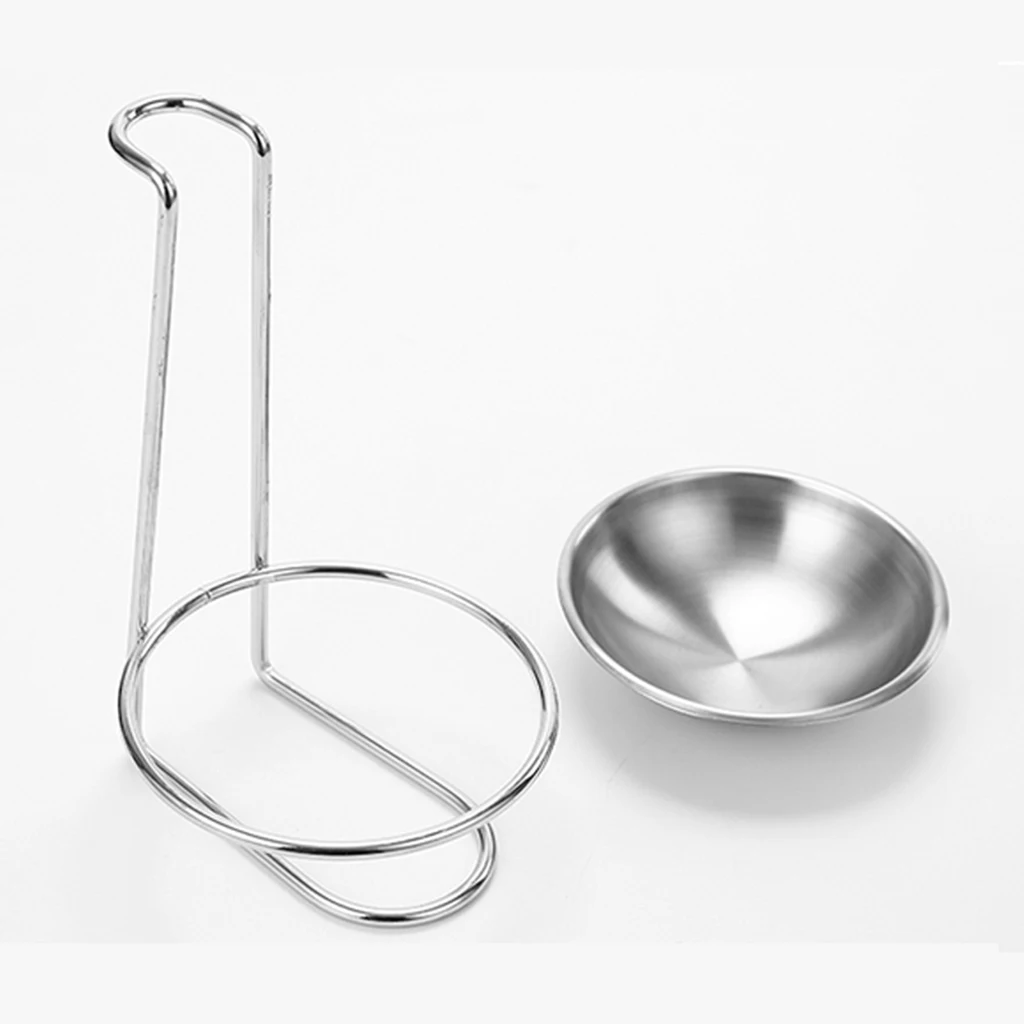 Spoon Rest, Stainless Steel Ladle Spoon Holder with Removable Bowl, Cooking Utensils Metal Stand Tray for Kitchen Counter