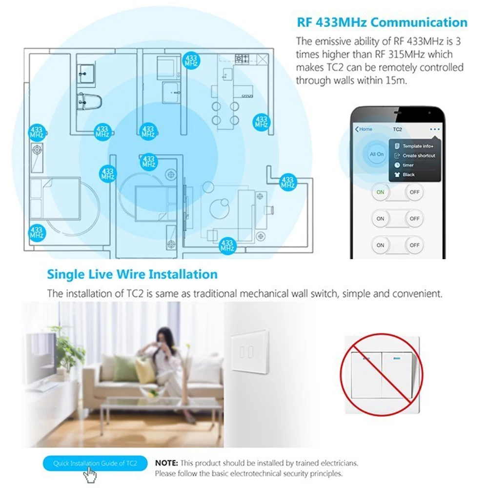 Broadlink умный дом TC2 WiFi переключатель работает для Alexa Google Home US стандартная