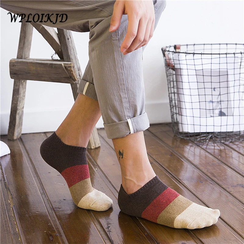 

[WPLOIKJD] Harajuku Popsocket No Show Low Cut Fun Art Socks Mens Ankle Gradient Knit Cotton Non-Slide Socks Crew Gift For Men