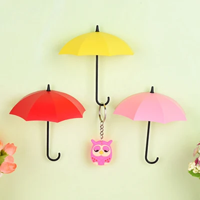 3 шт./компл. Красочные зонтик в форме настенные крючки креативная вешалка настенный декоративный держатель настенный крючок для кухни аксессуары для ванной комнаты - Цвет: red yellow pink