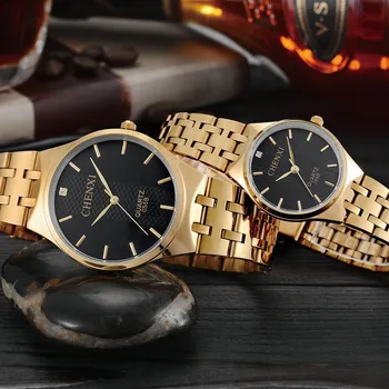 

Golden Wrist Watch Men&Lady Clock Top Brand Luxury Quartz Watches For Lover's Fashion Dress Wristwatch Relogio Masculino