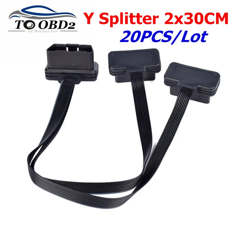20 шт./лот OBD2 Удлинительный кабель Плоский + тонкий как лапша OBDII OBD II 2 16 Pin ELM327