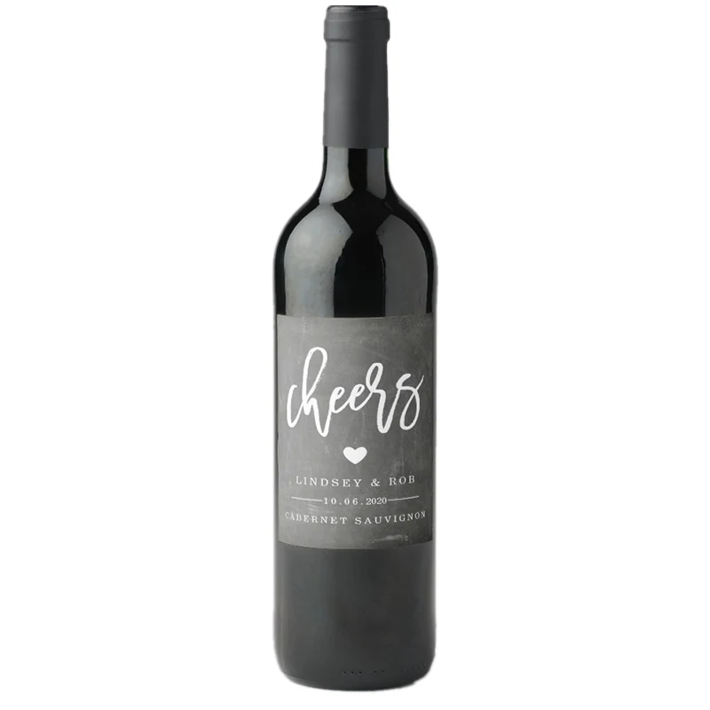 

Personalized Cheers Chalkboard Wedding Wine Labels