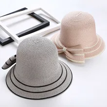 Летняя соломенная шляпа-котелок, Женская Корейская шапка-котелок с разрезом и бантом, Кепка для бассейна для диких рыбаков, складная шапка-чародей, фетровая шляпа