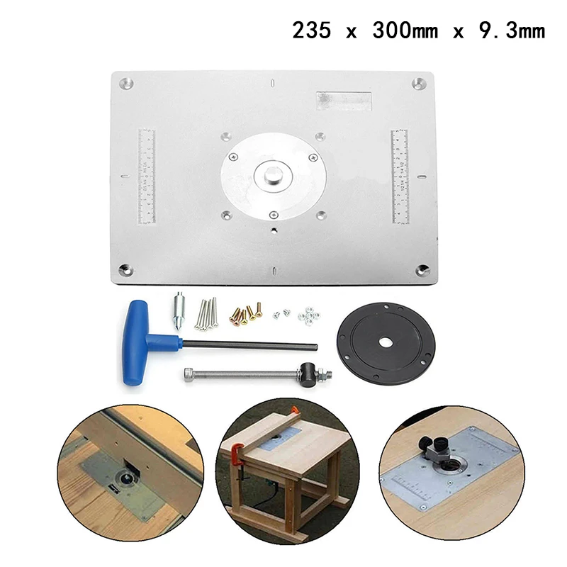 

Aluminum Plunge Router Table Insert Plate w/ Ring For DIY Woodworking Work Bench